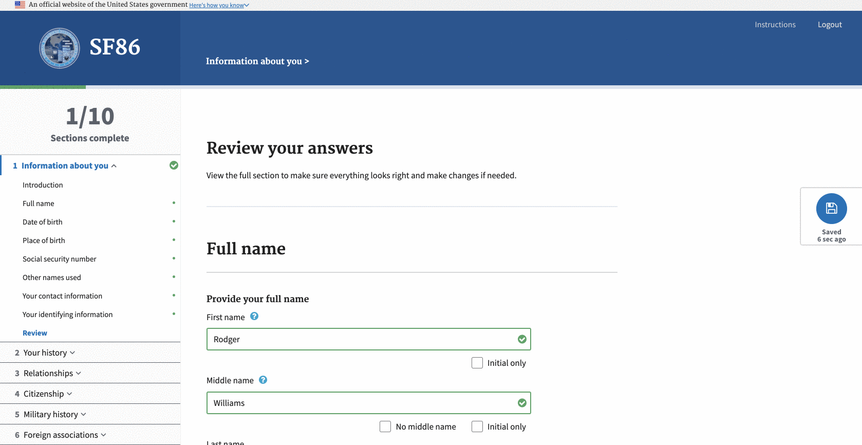 scrolling through a section review page