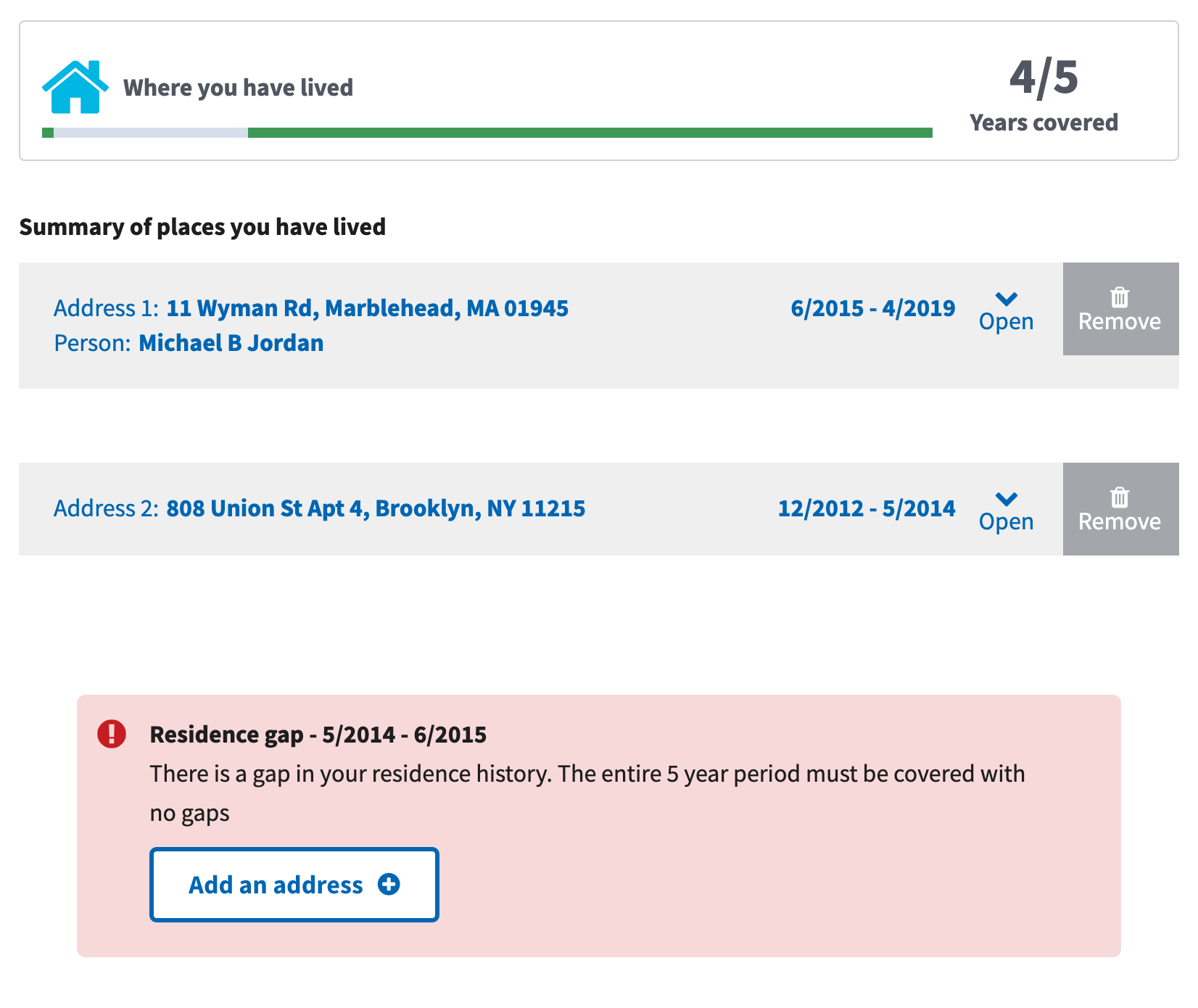 timeline validation tool showing missing entries