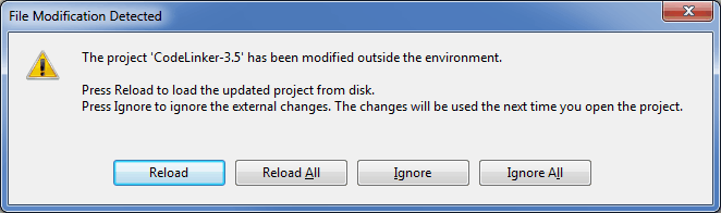 Visual Studio warning about changed projects