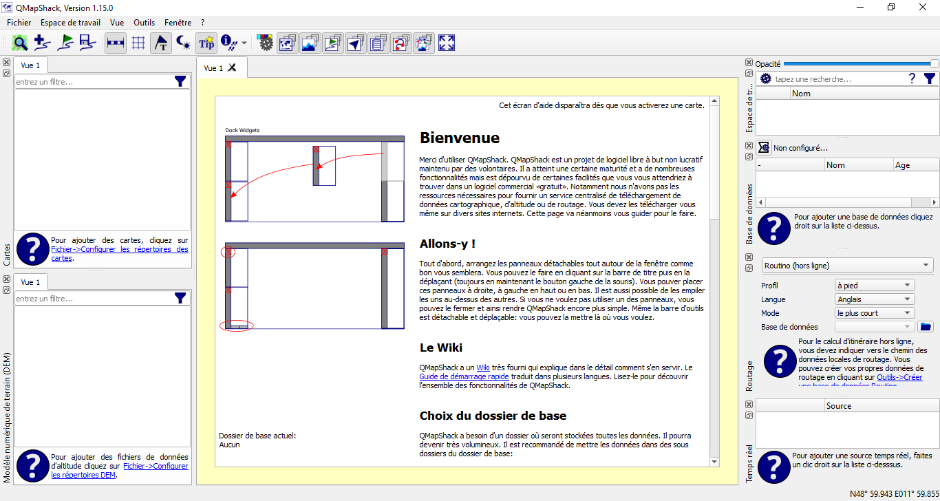 QMapSchack la fenêtre de départ