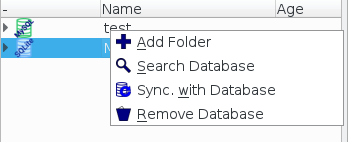 Database context menu