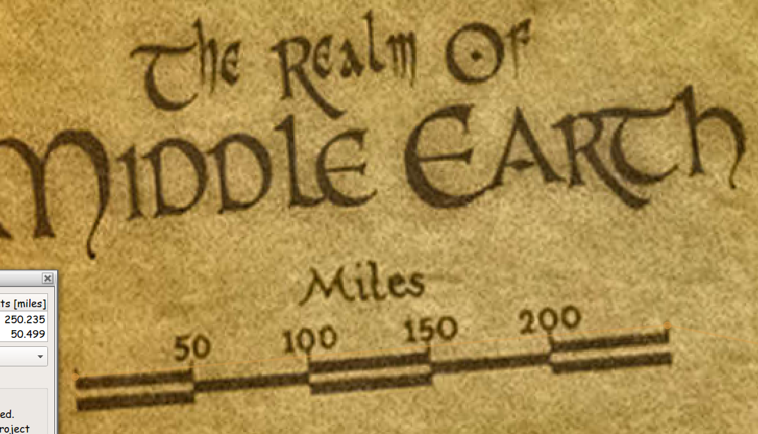 'Preview : Scale-Bar showing measured 250.235 miles'