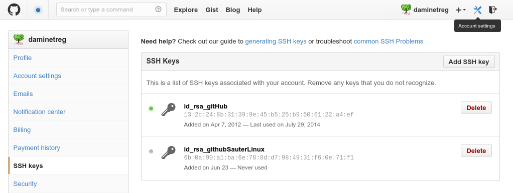 Add an ssh key to your account